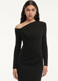 Ready To Wear|Ready To Wear Roland Mouret Long Sleeve Stretch Cady Drape Maxi Dress