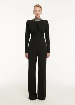 Ready To Wear|Ready To Wear Roland Mouret Long Sleeve Stretch Cady Embellished Top