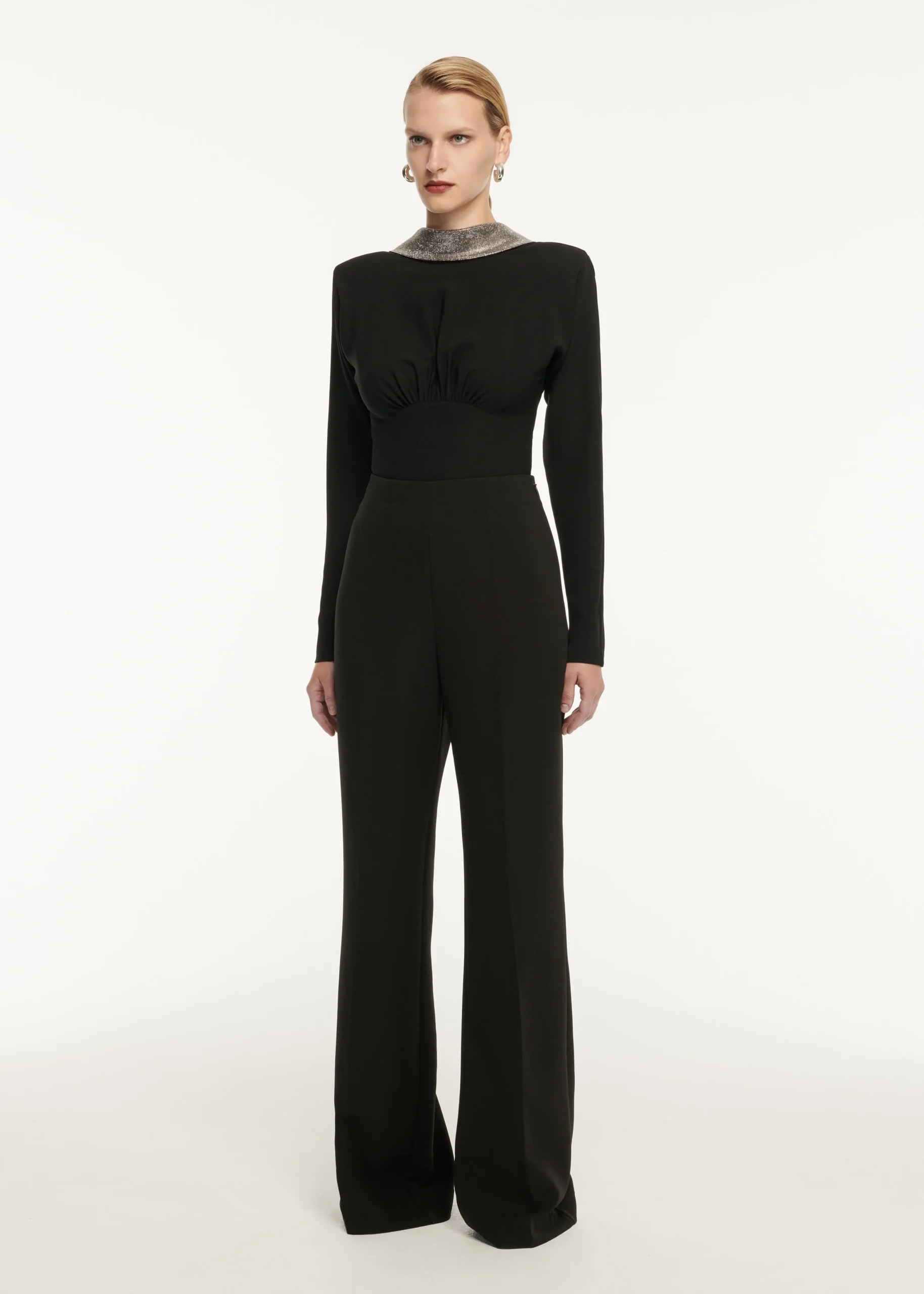 Ready To Wear|Ready To Wear Roland Mouret Long Sleeve Stretch Cady Embellished Top