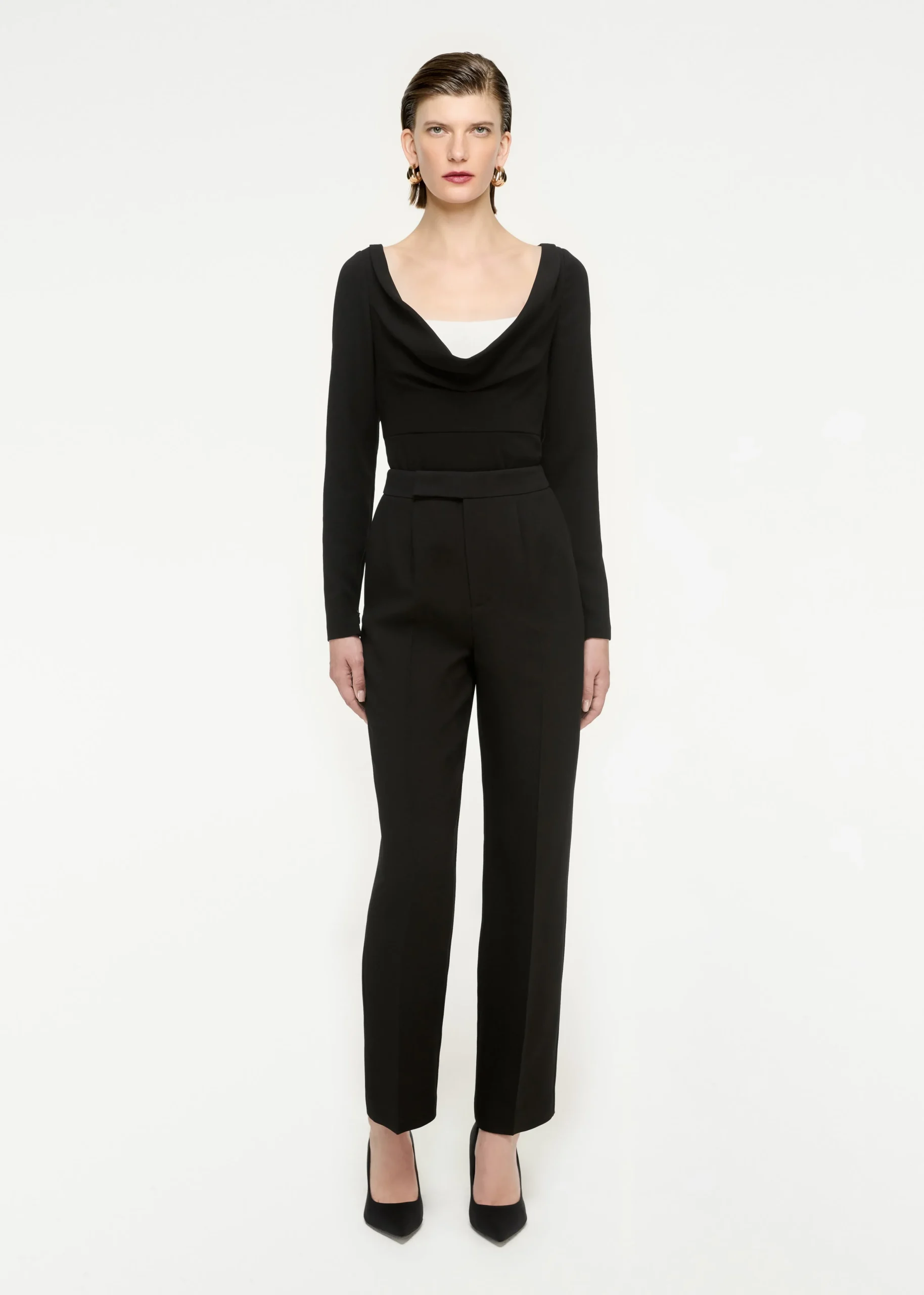 Ready To Wear|Ready To Wear Roland Mouret Long Sleeve Stretch Cady Top Monochrome
