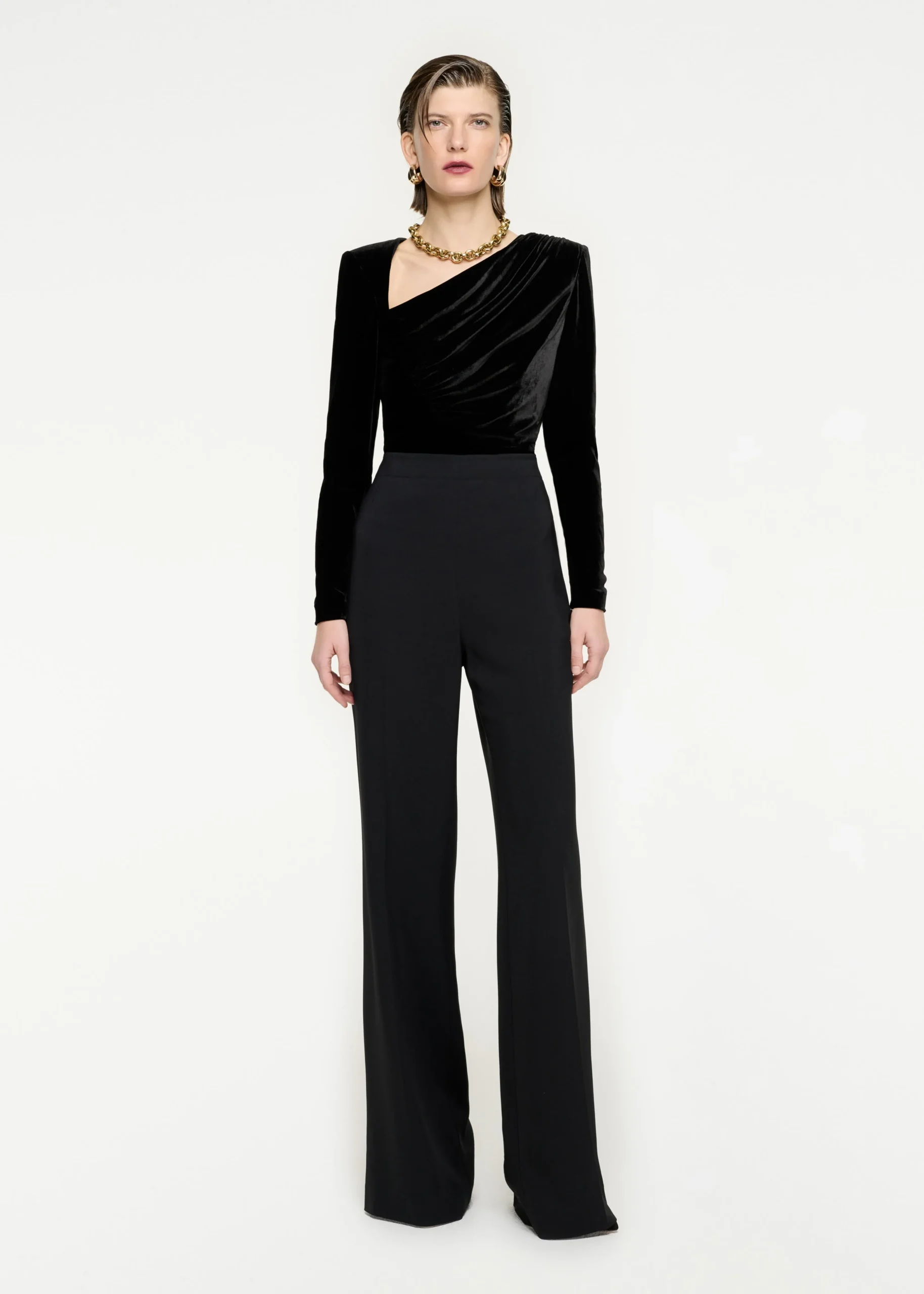 Ready To Wear|Ready To Wear Roland Mouret Long Sleeve Velvet Top Black