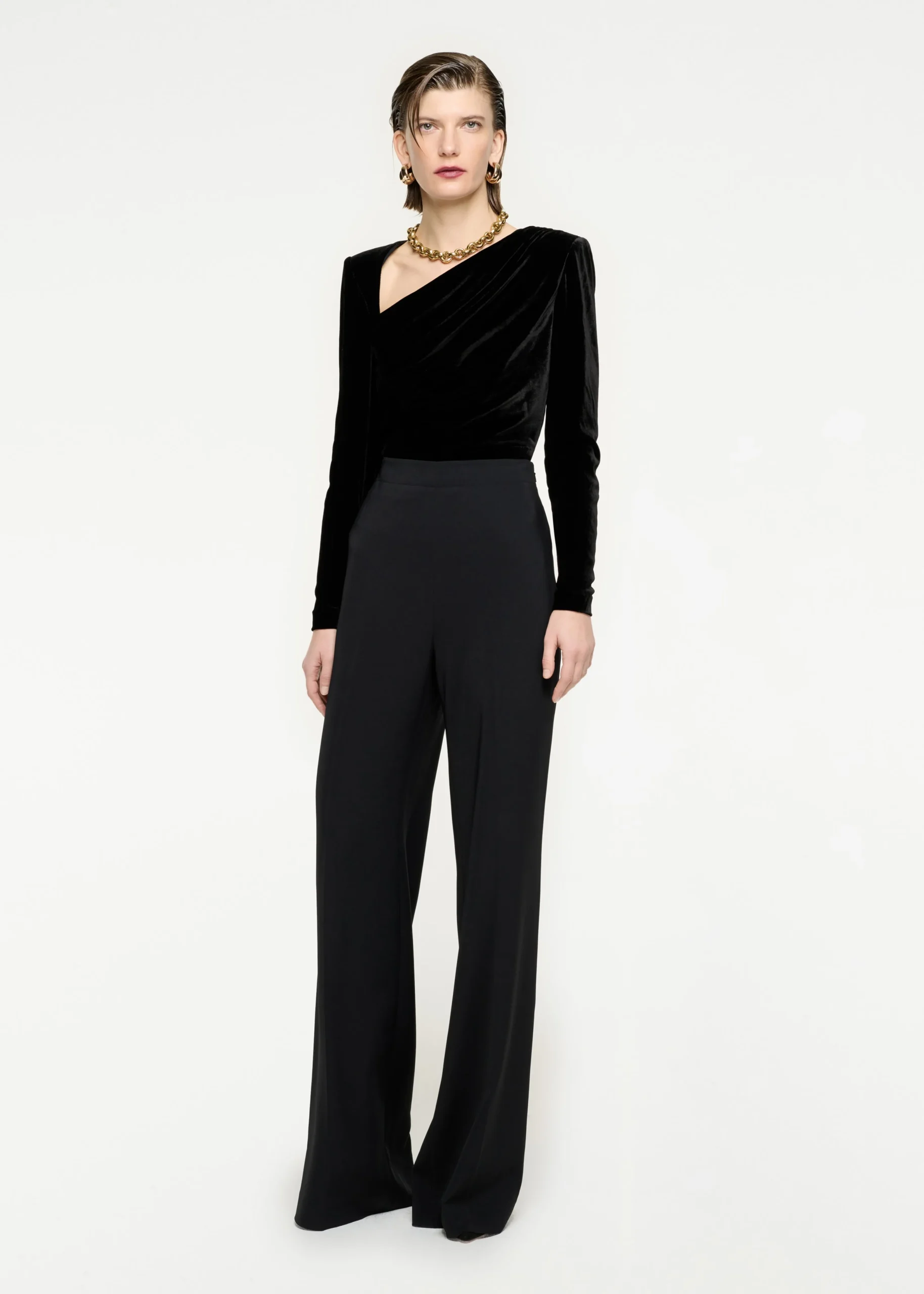 Ready To Wear|Ready To Wear Roland Mouret Long Sleeve Velvet Top Black