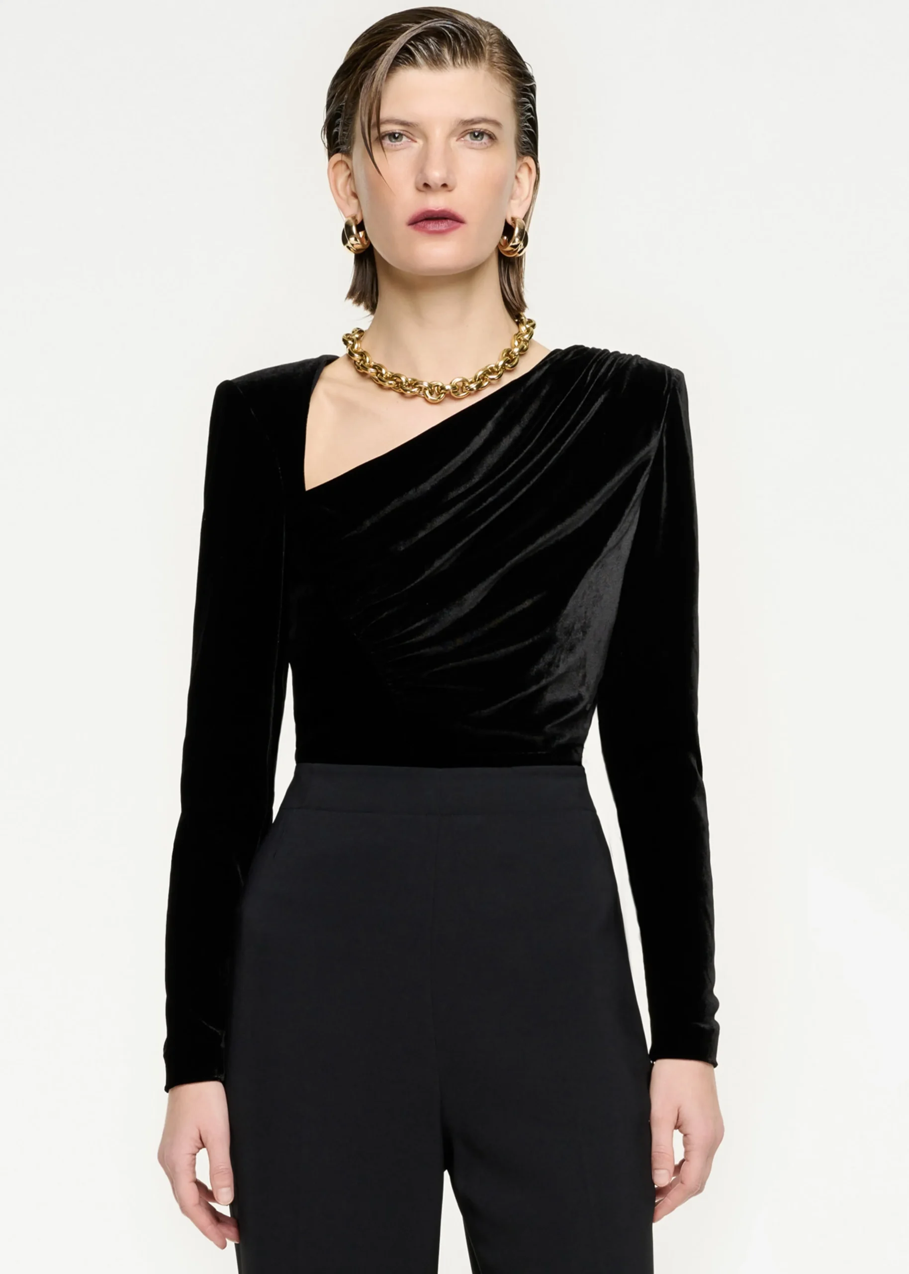 Ready To Wear|Ready To Wear Roland Mouret Long Sleeve Velvet Top Black
