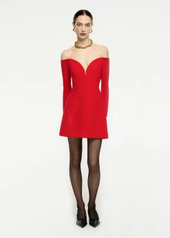 Ready To Wear|Ready To Wear Roland Mouret Long Sleeve Wool Crepe Mini Dress Red