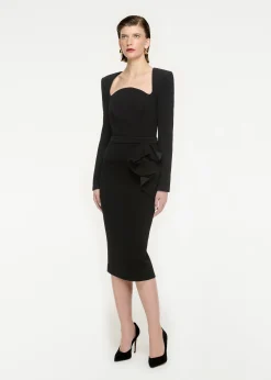 Ready To Wear|Ready To Wear Roland Mouret Long Sleeve Wool Crepe Top Black
