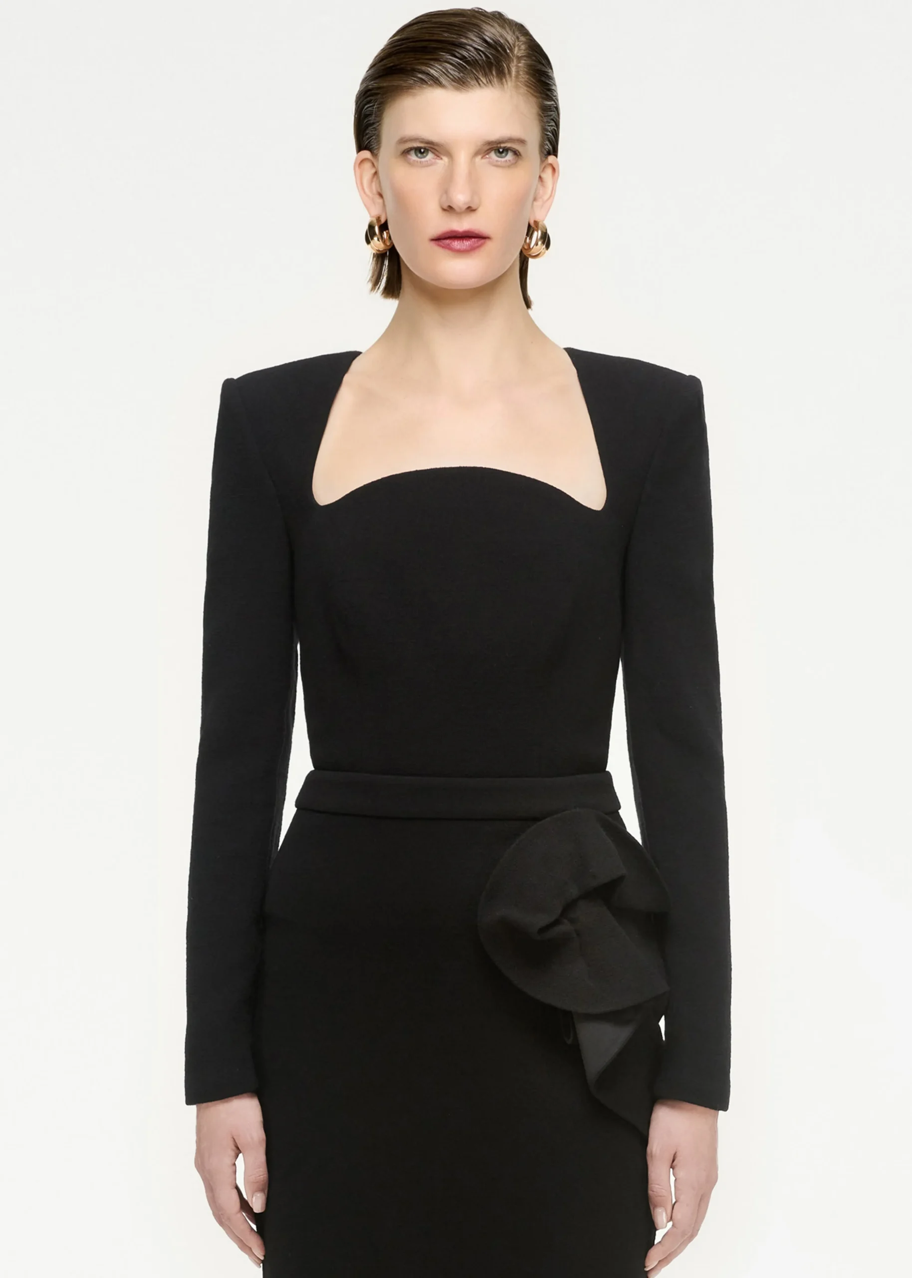 Ready To Wear|Ready To Wear Roland Mouret Long Sleeve Wool Crepe Top Black
