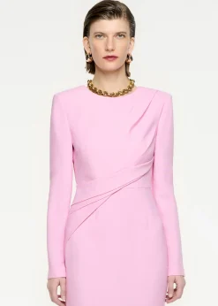 Ready To Wear|Ready To Wear Roland Mouret Long Sleeve Wool Silk Midi Dress Pink