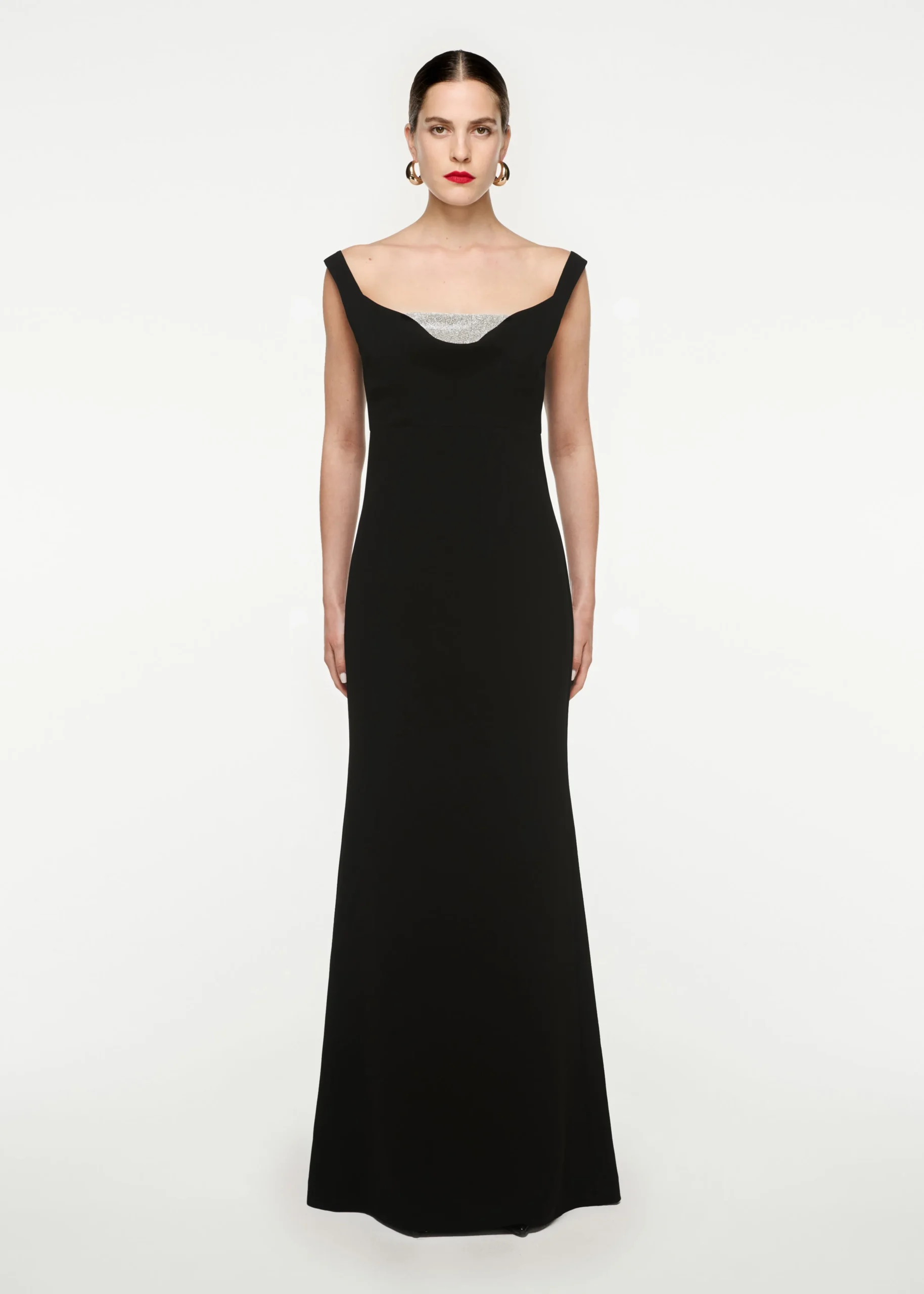 Ready To Wear|Ready To Wear Roland Mouret Off Shoulder Cady Diamante Gown Black