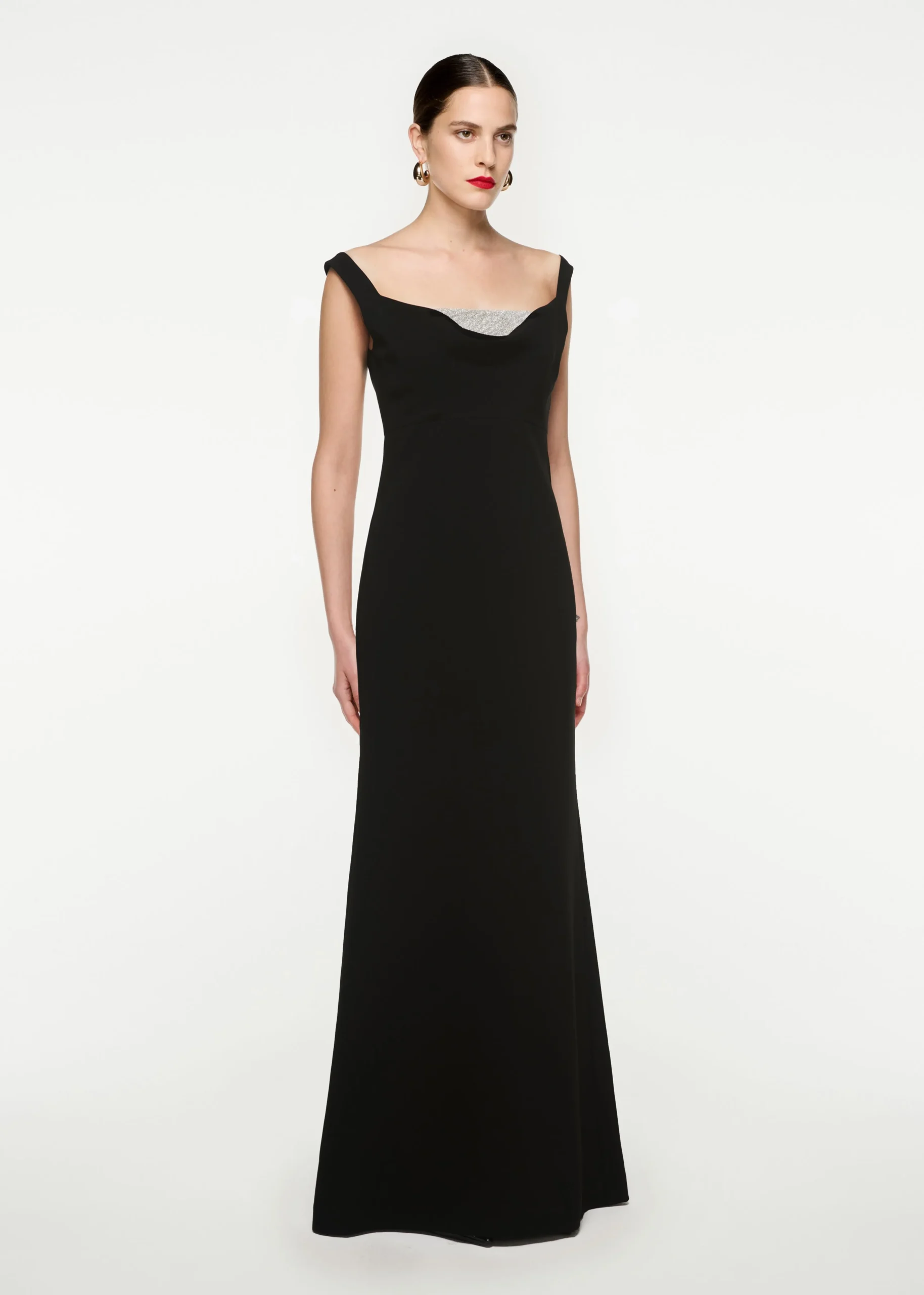 Ready To Wear|Ready To Wear Roland Mouret Off Shoulder Cady Diamante Gown Black