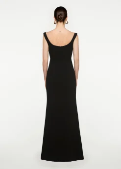 Ready To Wear|Ready To Wear Roland Mouret Off Shoulder Cady Diamante Gown Black