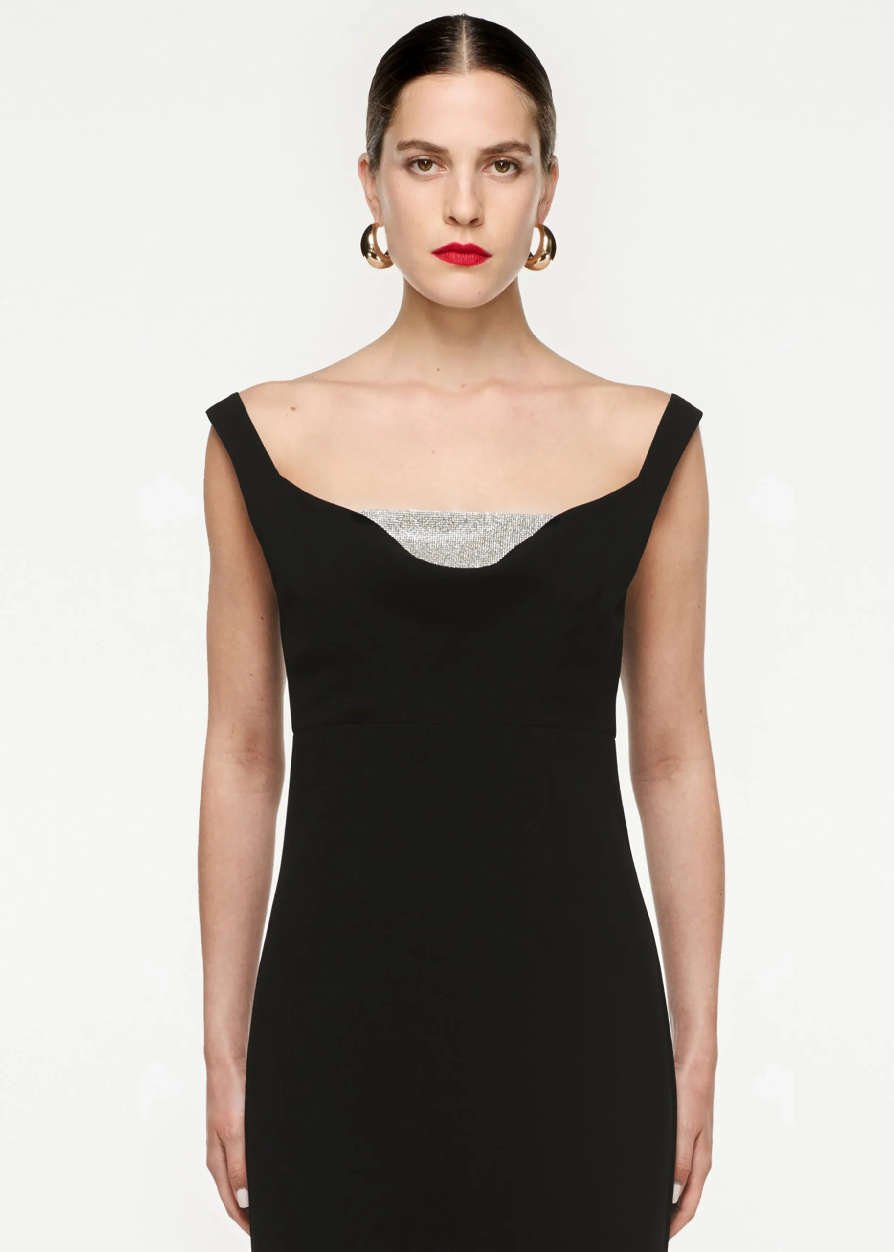 Ready To Wear|Ready To Wear Roland Mouret Off Shoulder Cady Diamante Gown Black