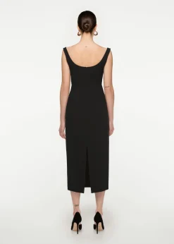 Ready To Wear|Ready To Wear Roland Mouret Off Shoulder Silk Wool Diamante Midi Dress Black