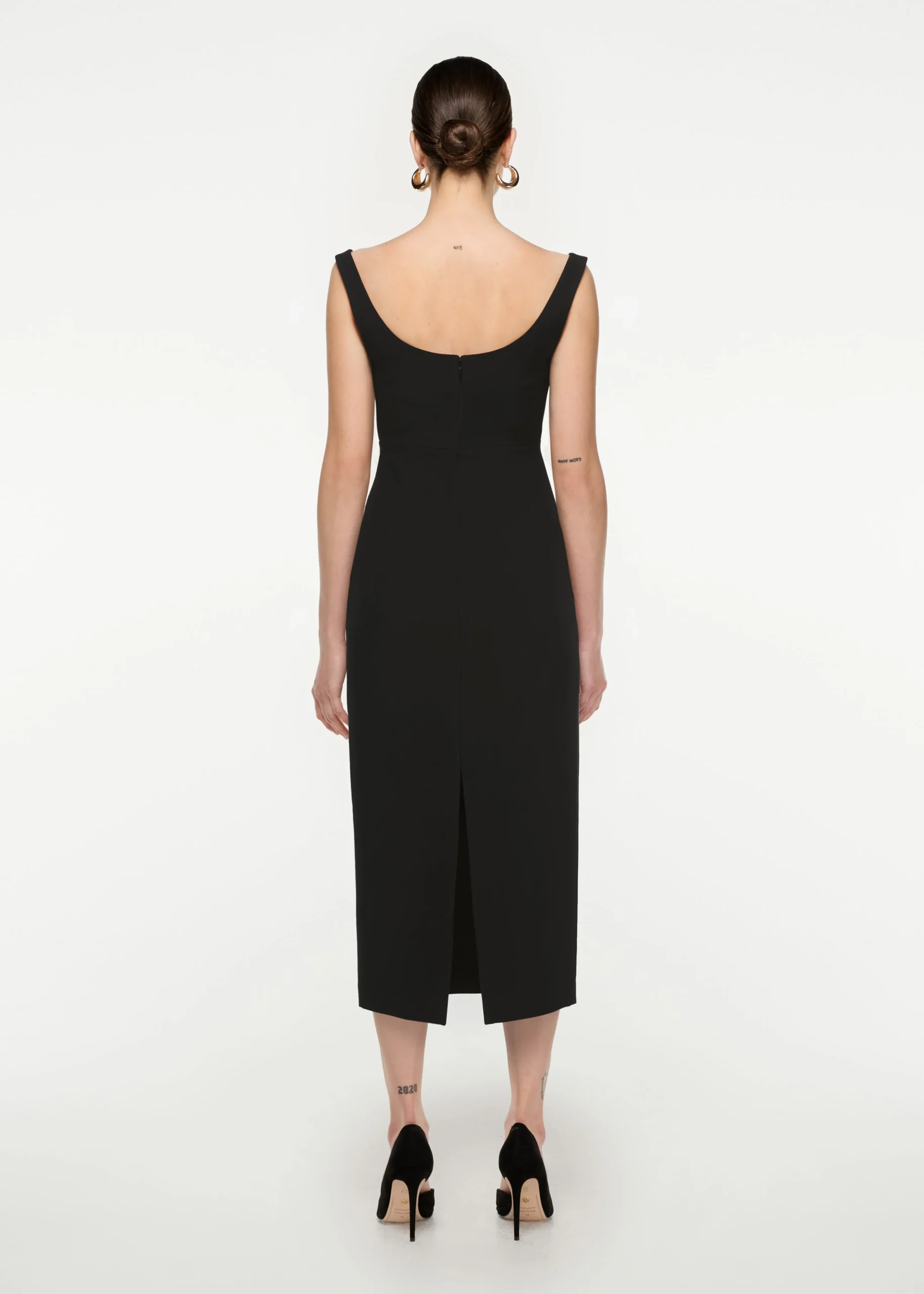 Ready To Wear|Ready To Wear Roland Mouret Off Shoulder Silk Wool Diamante Midi Dress Black