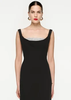 Ready To Wear|Ready To Wear Roland Mouret Off Shoulder Silk Wool Diamante Midi Dress Black