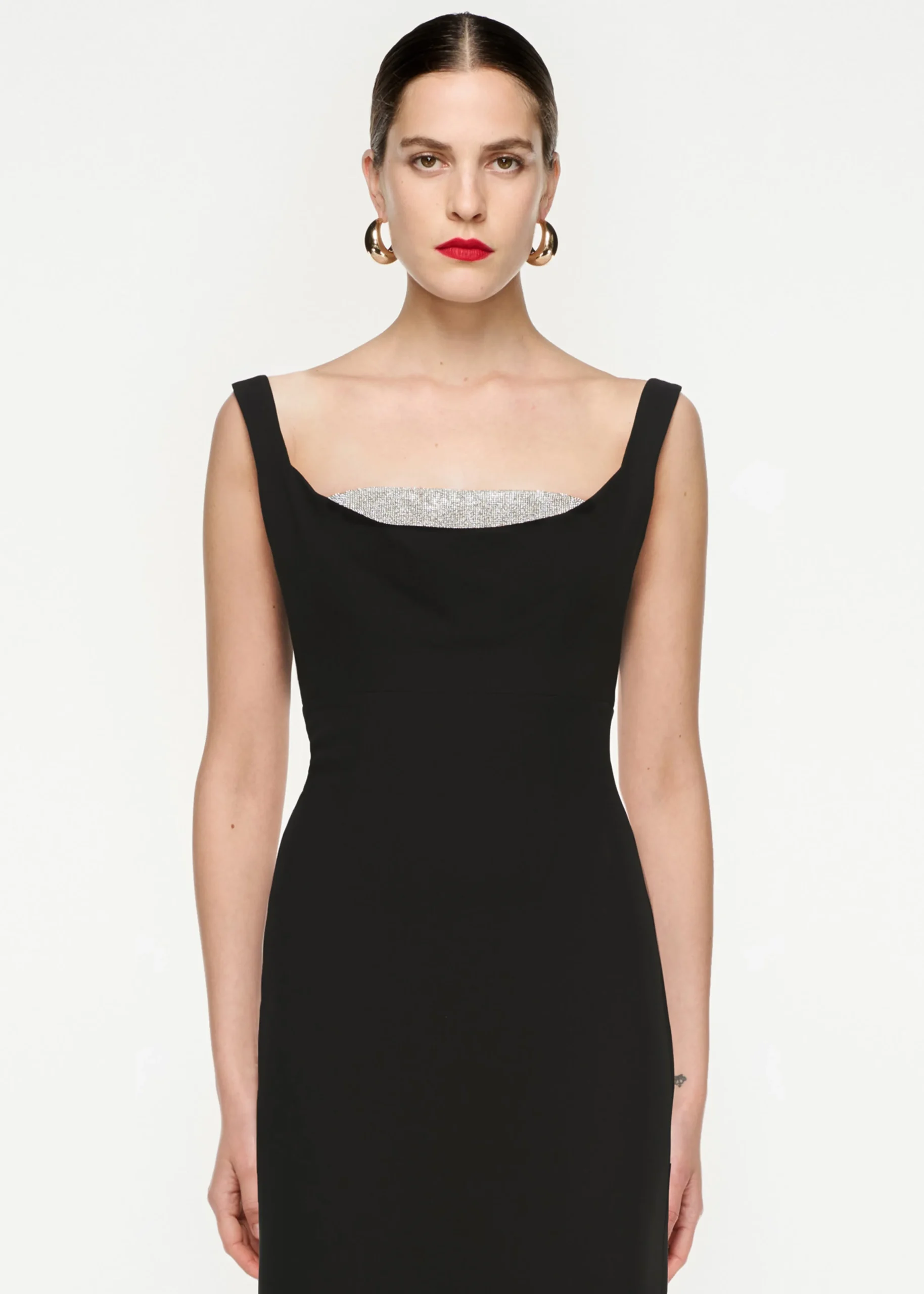 Ready To Wear|Ready To Wear Roland Mouret Off Shoulder Silk Wool Diamante Midi Dress Black