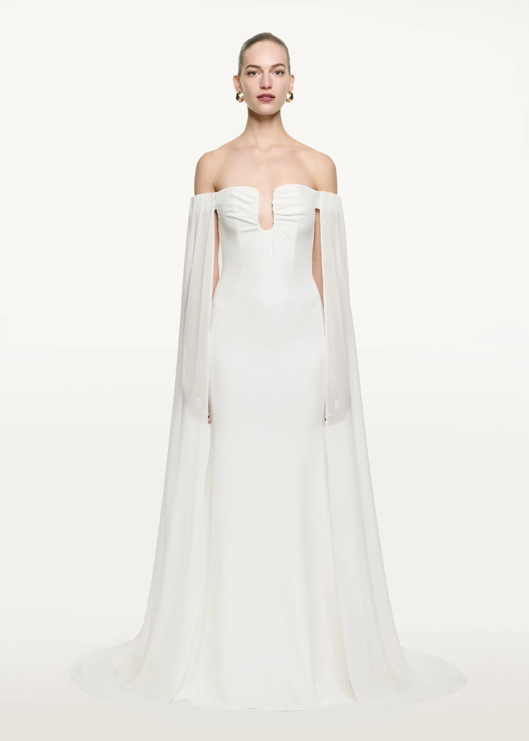 Ready To Wear|Ready To Wear|Ready To Wear Roland Mouret Off The Shoulder Stretch Cady Gown White