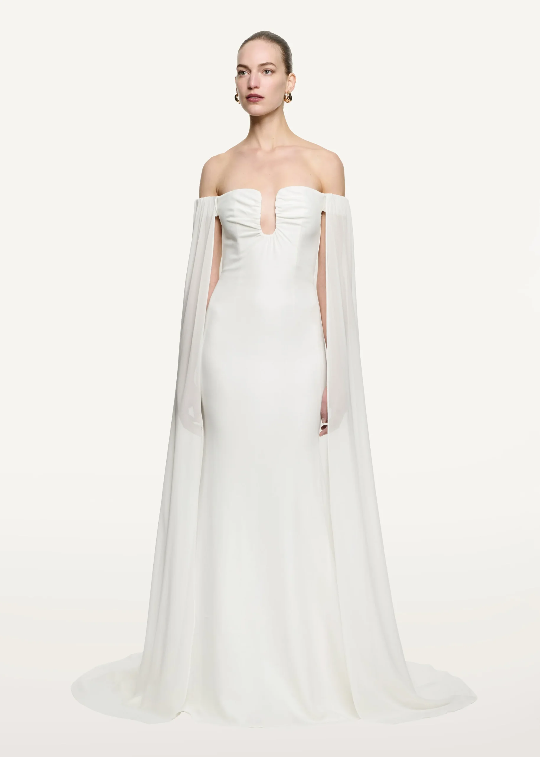 Ready To Wear|Ready To Wear|Ready To Wear Roland Mouret Off The Shoulder Stretch Cady Gown White