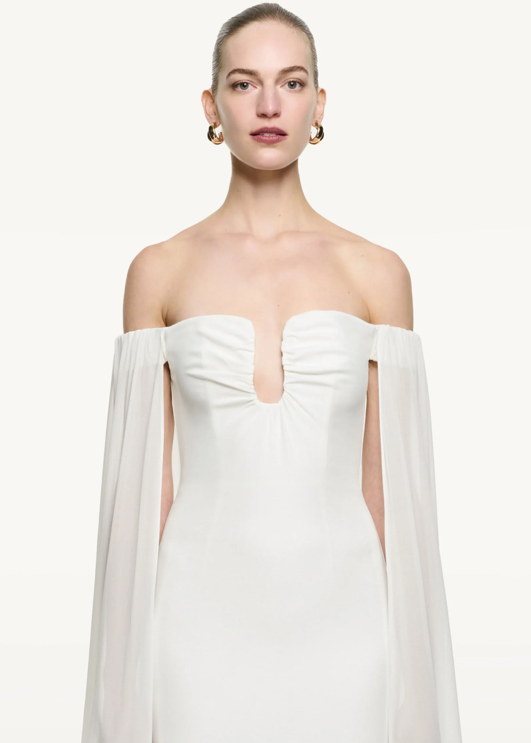 Ready To Wear|Ready To Wear|Ready To Wear Roland Mouret Off The Shoulder Stretch Cady Gown White