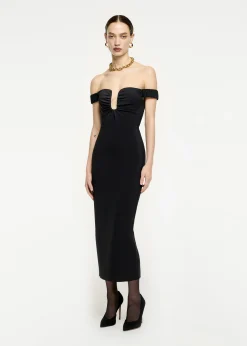 Ready To Wear|Ready To Wear Roland Mouret Off The Shoulder Stretch Cady Midi Dress Black