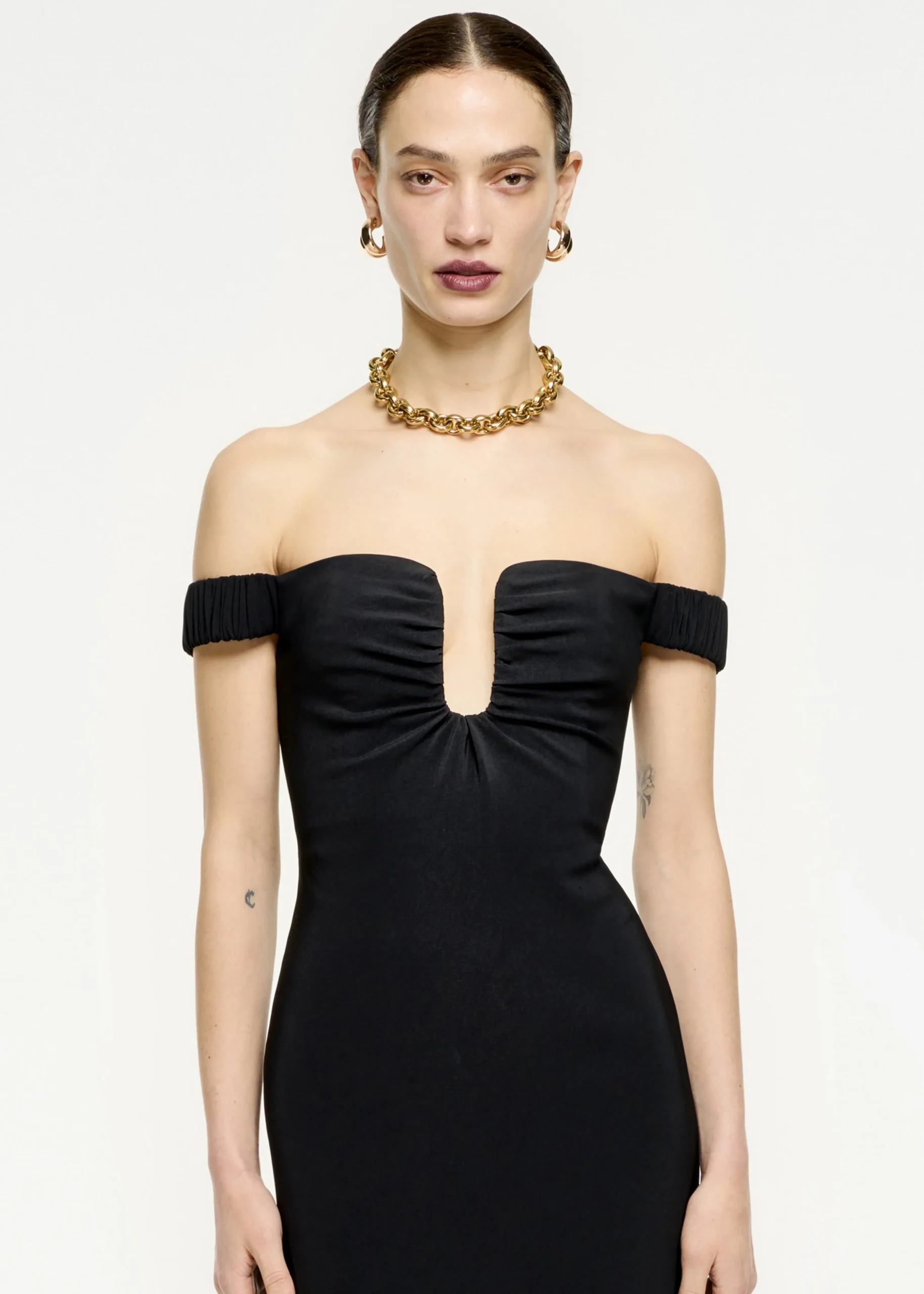 Ready To Wear|Ready To Wear Roland Mouret Off The Shoulder Stretch Cady Midi Dress Black