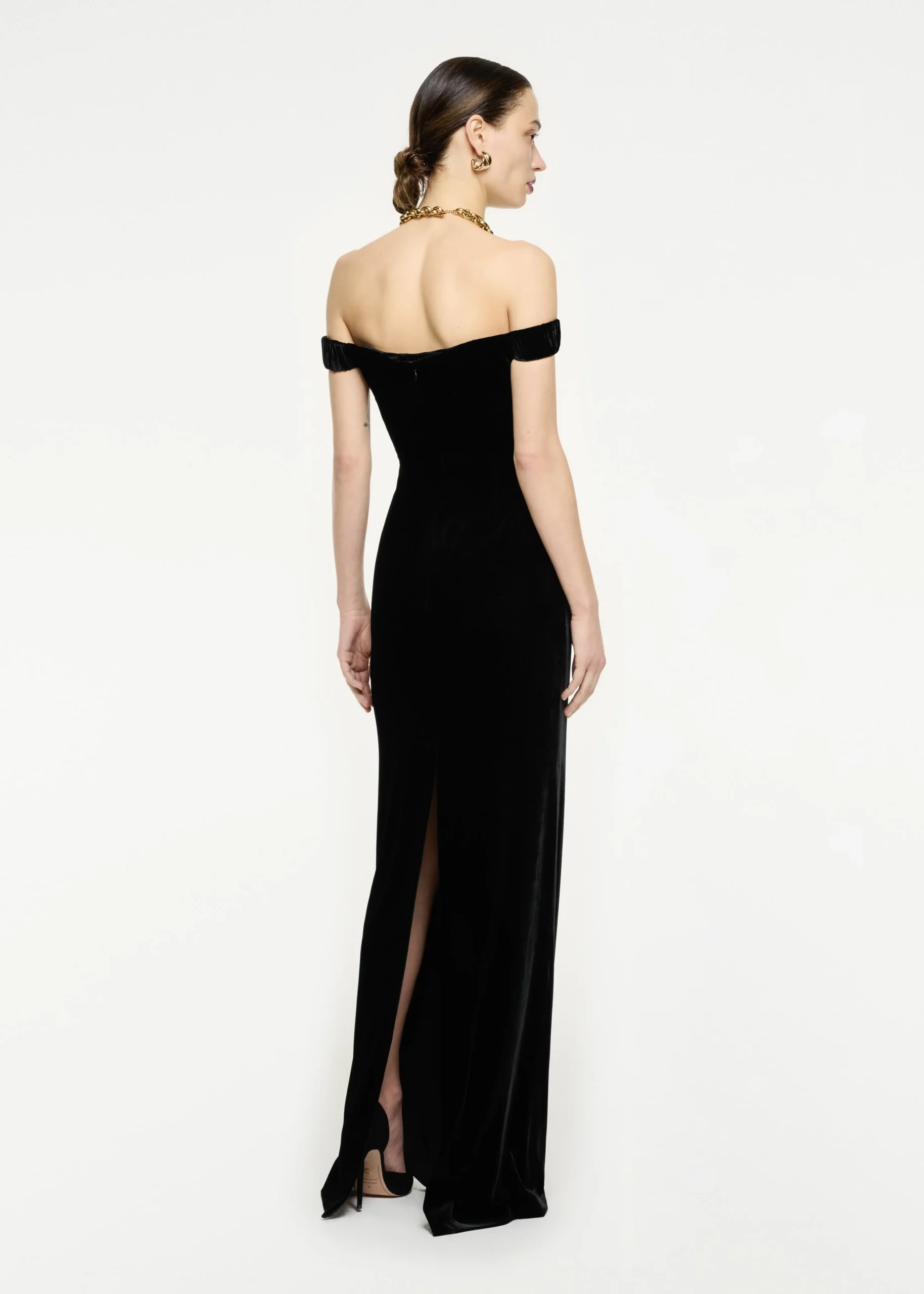 Ready To Wear|Ready To Wear Roland Mouret Off The Shoulder Velvet Maxi Dress Black