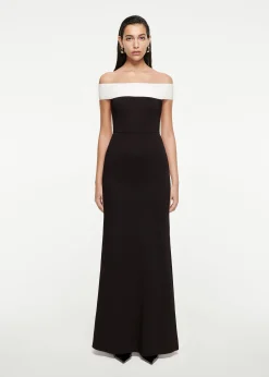 Ready To Wear|Ready To Wear Roland Mouret Off-The-Shoulder Stretch-Cady Gown Black