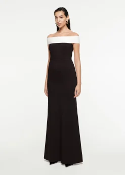 Ready To Wear|Ready To Wear Roland Mouret Off-The-Shoulder Stretch-Cady Gown Black
