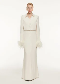 Ready To Wear Roland Mouret Satin Crepe Shirt Maxi Dress