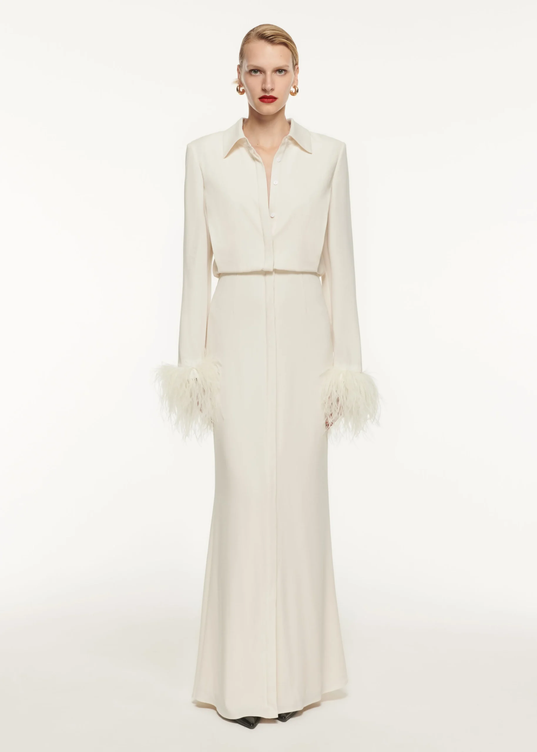 Ready To Wear Roland Mouret Satin Crepe Shirt Maxi Dress