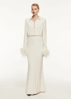 Ready To Wear Roland Mouret Satin Crepe Shirt Maxi Dress