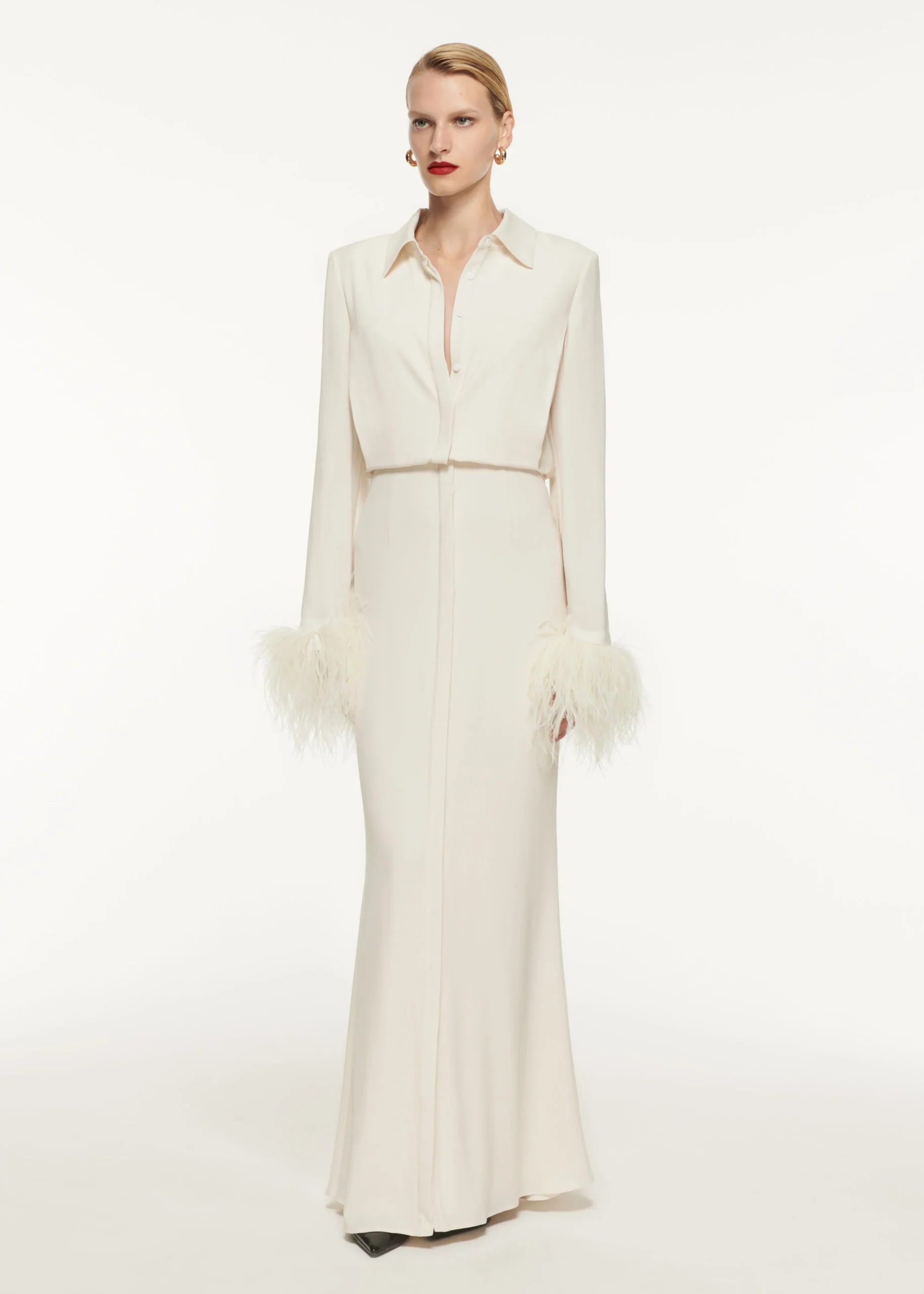 Ready To Wear Roland Mouret Satin Crepe Shirt Maxi Dress