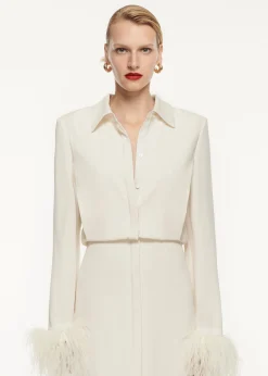 Ready To Wear Roland Mouret Satin Crepe Shirt Maxi Dress