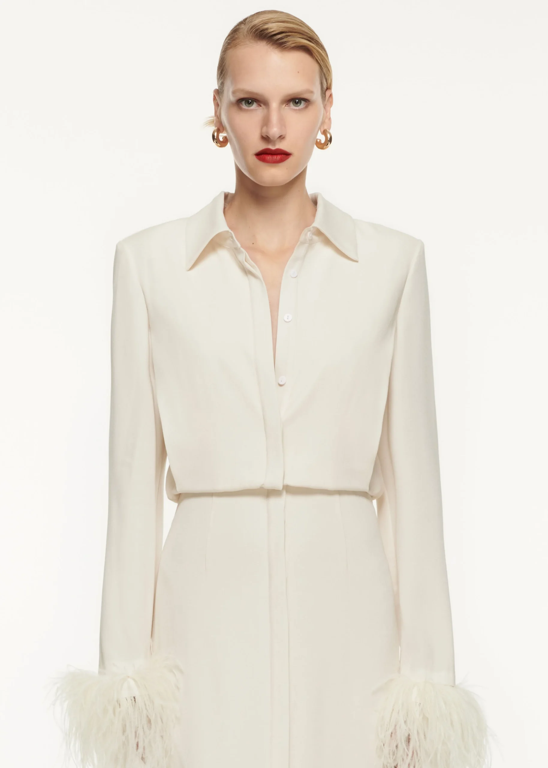 Ready To Wear Roland Mouret Satin Crepe Shirt Maxi Dress