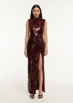 Ready To Wear Roland Mouret Sequin Drape Maxi Dress