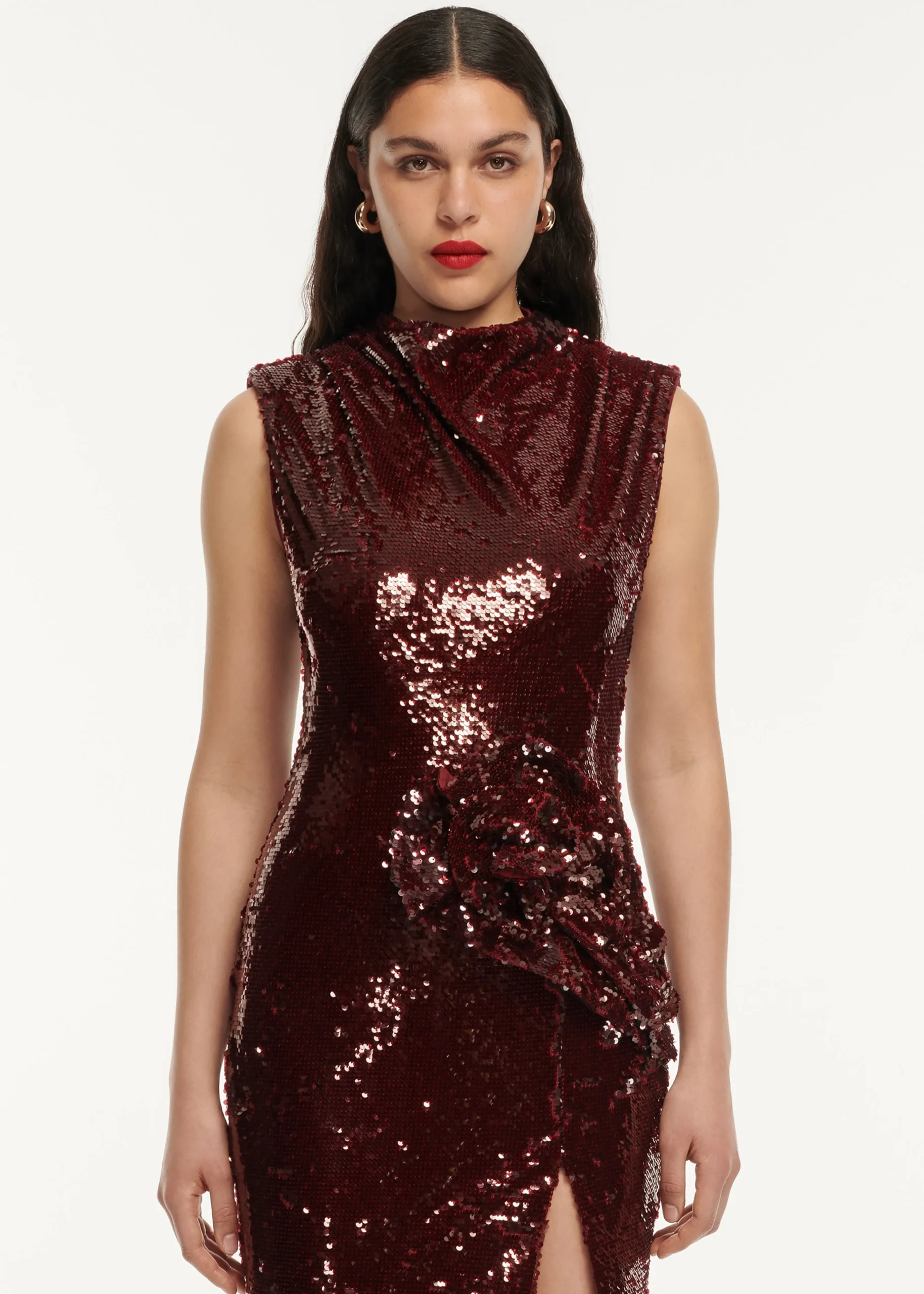Ready To Wear Roland Mouret Sequin Drape Maxi Dress