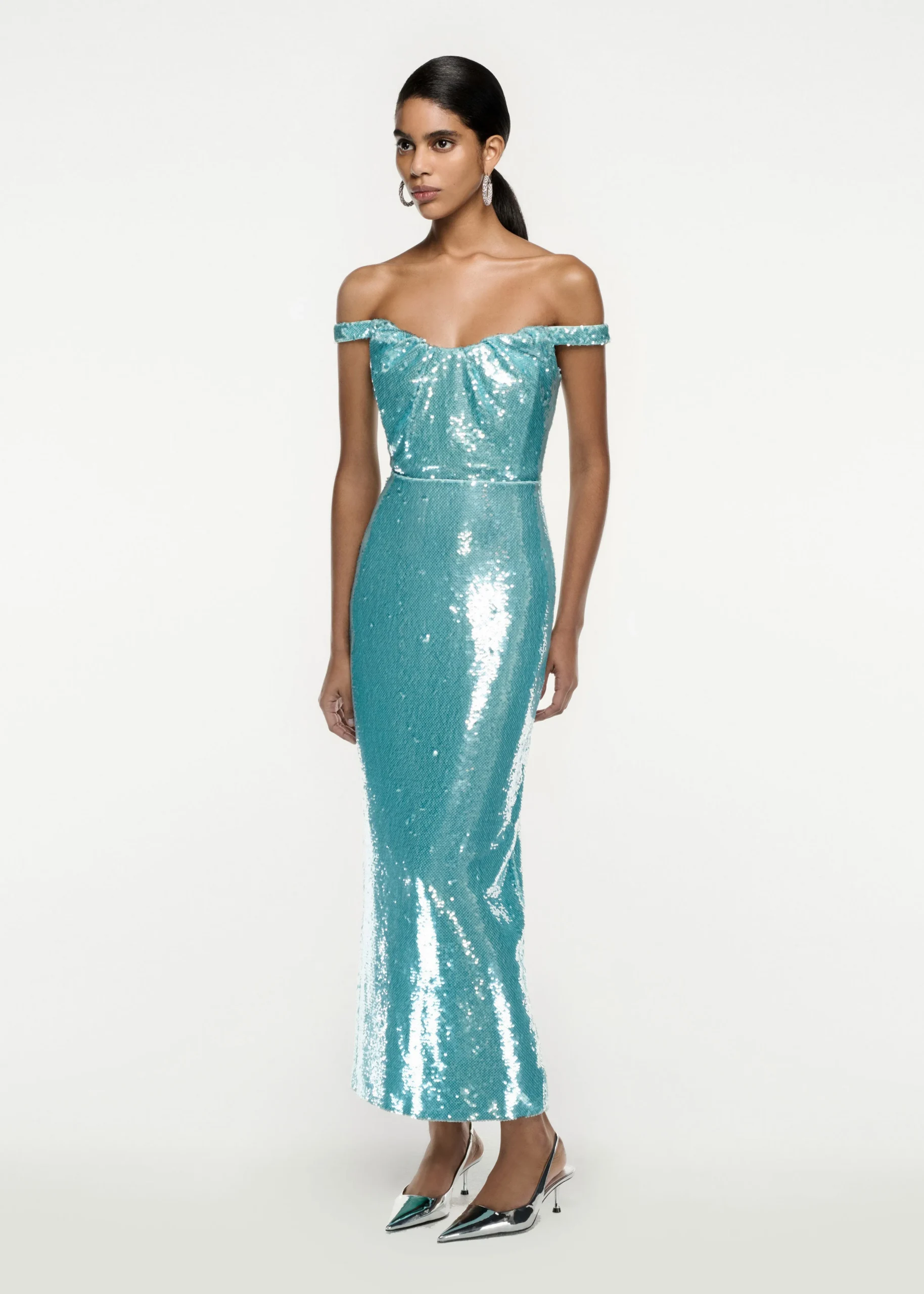 Ready To Wear|Ready To Wear Roland Mouret Sequin Midi Dress Blue