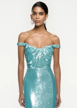 Ready To Wear|Ready To Wear Roland Mouret Sequin Midi Dress Blue