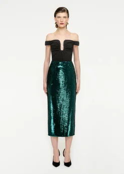 Ready To Wear|Ready To Wear Roland Mouret Sequin Midi Skirt Green