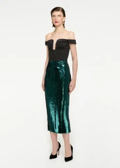 Ready To Wear|Ready To Wear Roland Mouret Sequin Midi Skirt Green
