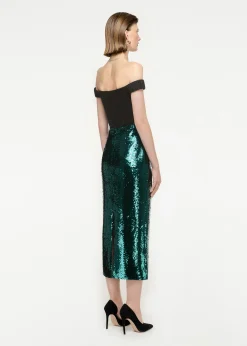 Ready To Wear|Ready To Wear Roland Mouret Sequin Midi Skirt Green