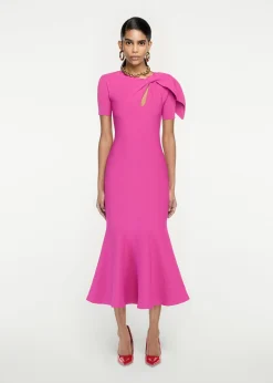 Ready To Wear|Ready To Wear|Ready To Wear Roland Mouret Short Sleeve Knit Midi Dress Pink