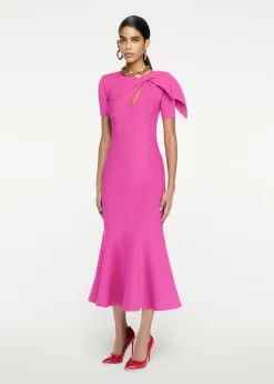 Ready To Wear|Ready To Wear|Ready To Wear Roland Mouret Short Sleeve Knit Midi Dress Pink