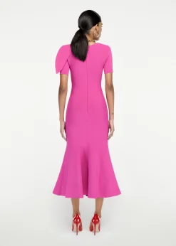 Ready To Wear|Ready To Wear|Ready To Wear Roland Mouret Short Sleeve Knit Midi Dress Pink