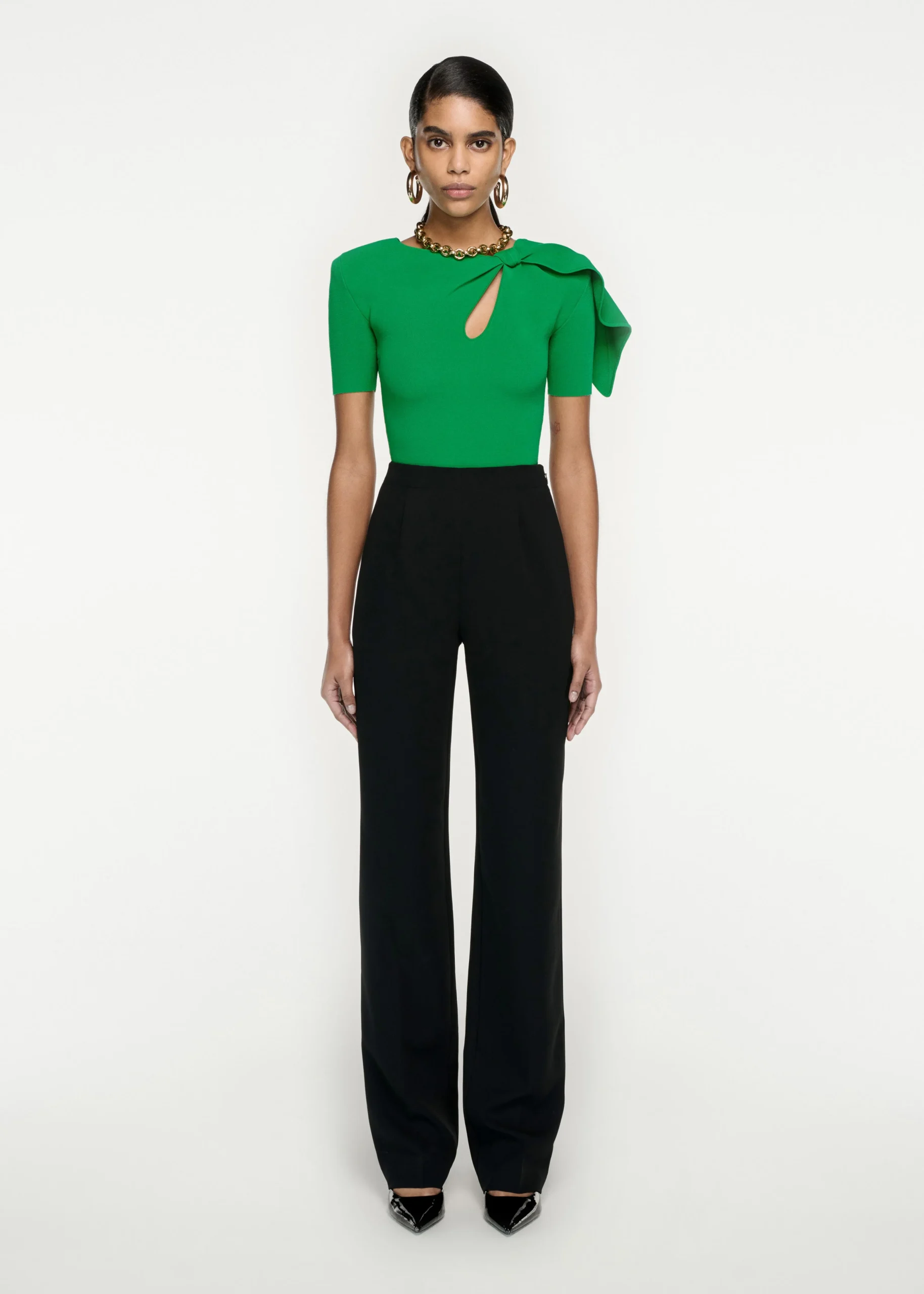 Ready To Wear|Ready To Wear|Ready To Wear Roland Mouret Short Sleeve Knit Top Green