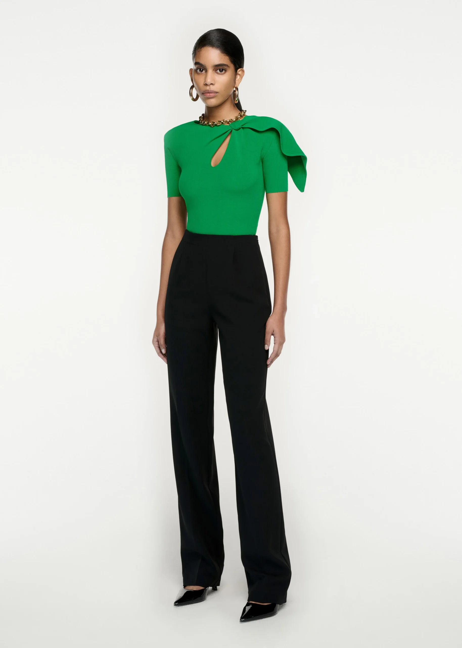 Ready To Wear|Ready To Wear|Ready To Wear Roland Mouret Short Sleeve Knit Top Green