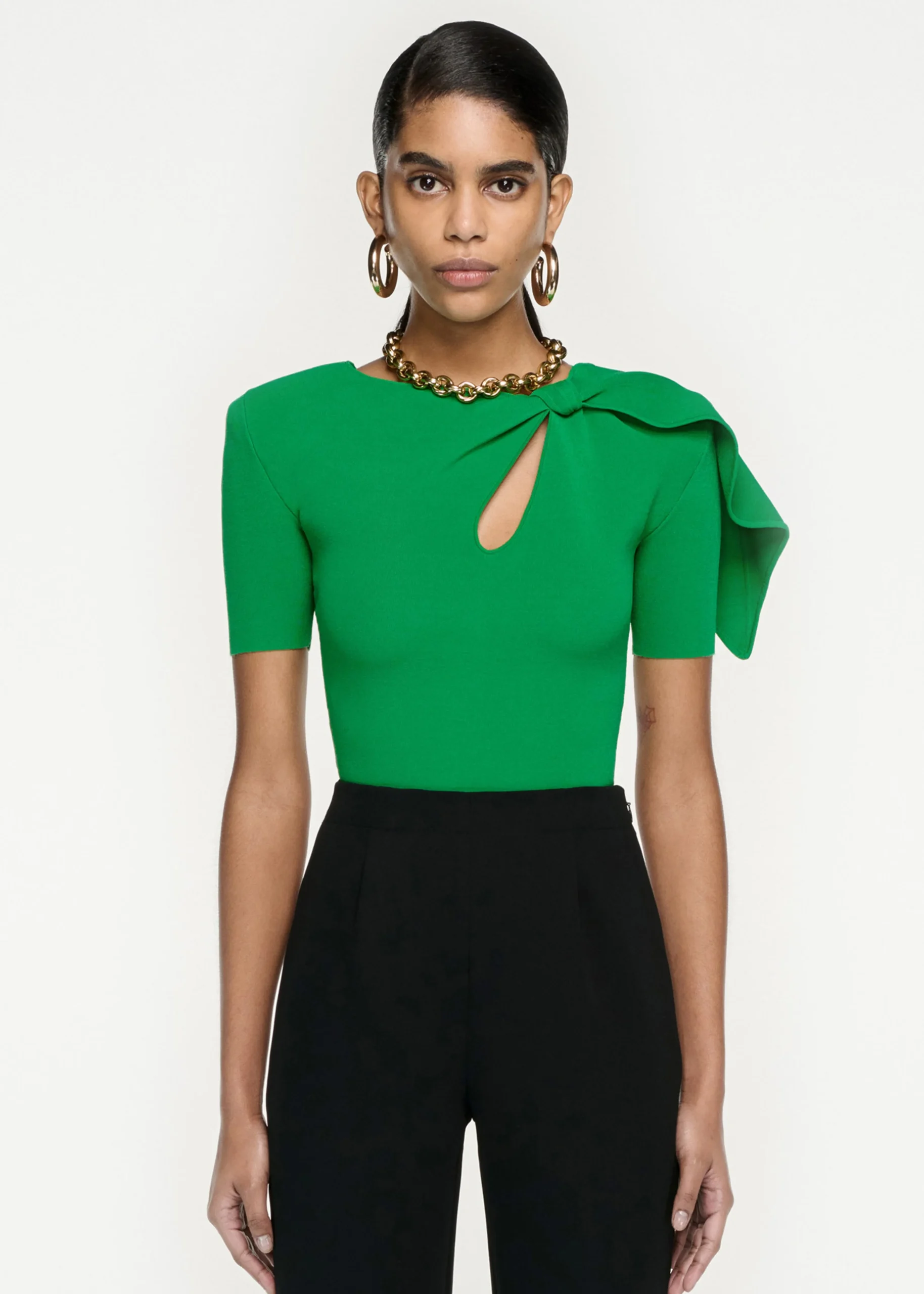 Ready To Wear|Ready To Wear|Ready To Wear Roland Mouret Short Sleeve Knit Top Green