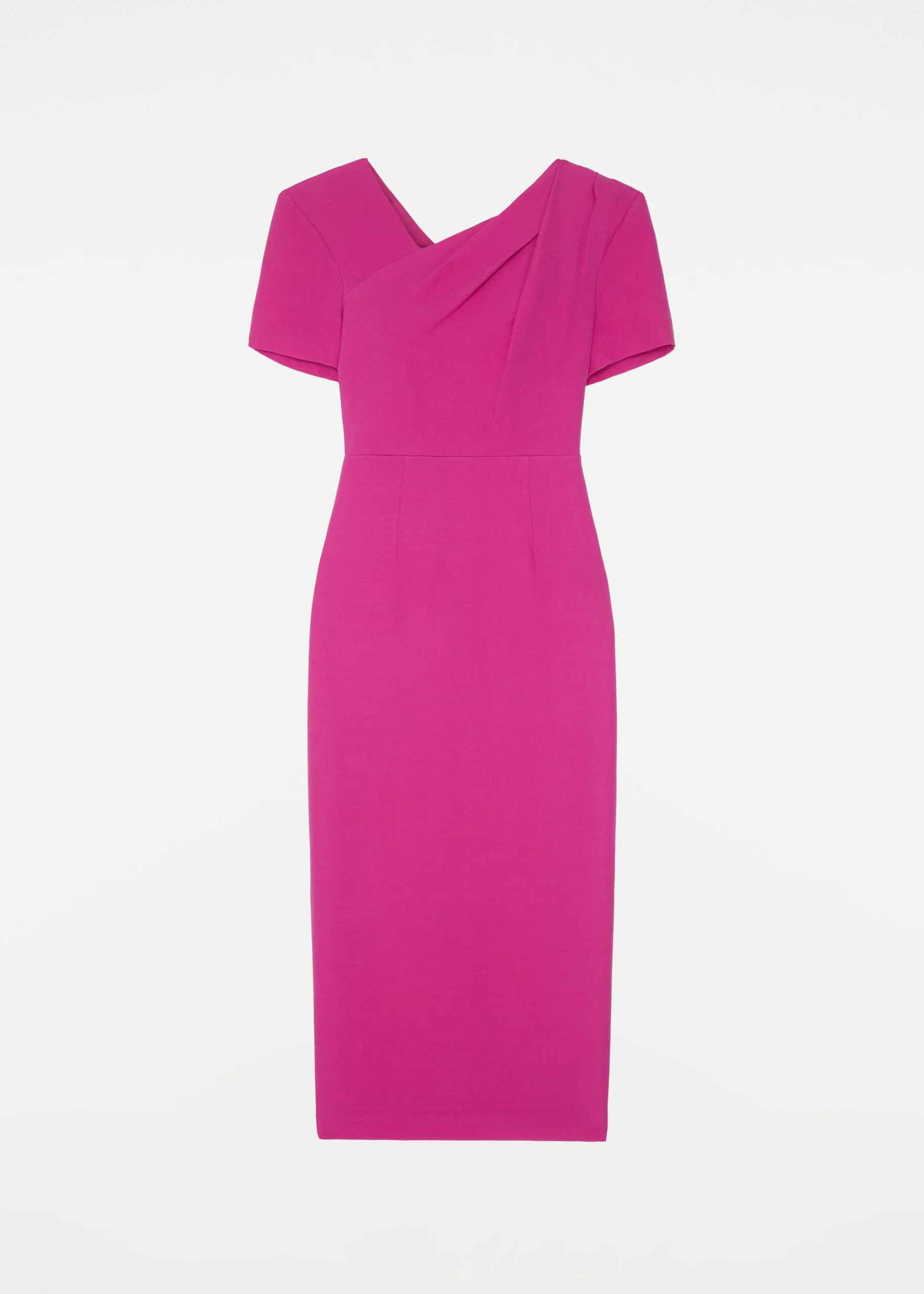 Ready To Wear|Ready To Wear Roland Mouret Short Sleeve Silk Wool Midi Dress Pink