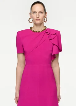 Ready To Wear|Ready To Wear Roland Mouret Short Sleeve Stretch Cady Midi Dress Pink