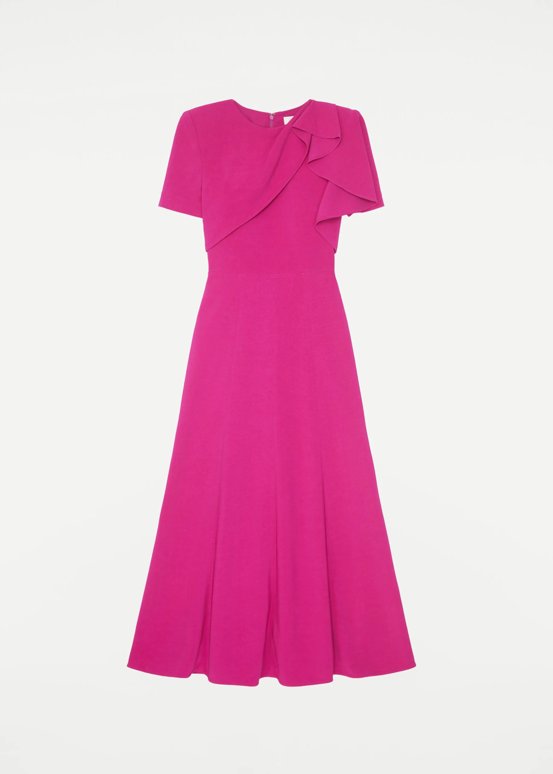 Ready To Wear|Ready To Wear Roland Mouret Short Sleeve Stretch Cady Midi Dress Pink