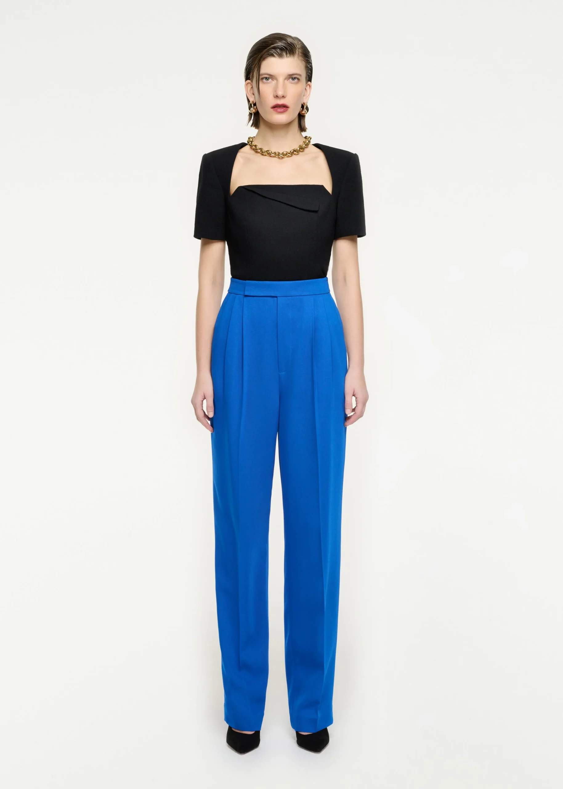 Ready To Wear|Ready To Wear Roland Mouret Short Sleeve Wool Crepe Top Black